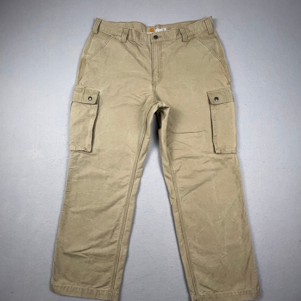 Carhartt Cargo Pants Mens 40x30 Tan Relaxed Fit Cotton Canvas Workwear Utility